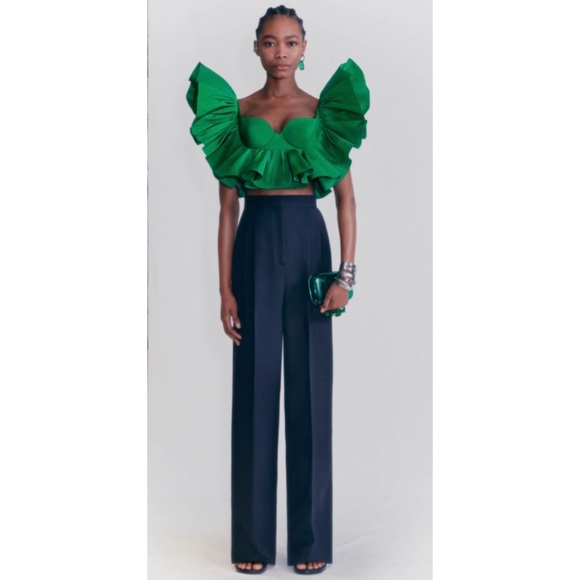 ALEXANDER MCQUEEN RUFFLED CORSET CROP TOP